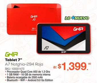 RadioShack Tablet ghia a7 notghia-294 / rojo / 7 pulgadas oferta