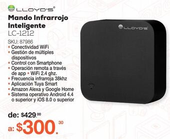 RadioShack Mando infrarrojo inteligente lloyds lc-1212 / wifi / negro oferta