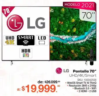RadioShack Pantalla lg 70up7750psb / 70 pulgadas / ultra hd 4k / smart tv oferta