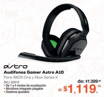 RadioShack Audífonos gamer astro a10 / xbox one / negro oferta