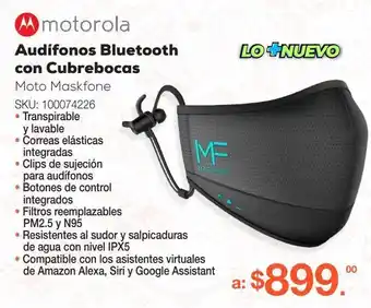 RadioShack Cubrebocas inteligente con audífonos bluetooth motorola oferta