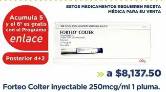 Forteo colter inyectable 250mcg/ml 1 pluma.