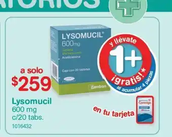 Farmacias Benavides Medicamentos lysomucil 600 mg c/20 tabs oferta