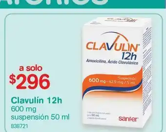 Medicamentos clavulin 12 h 600 mg suspensión 50 ml