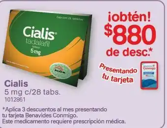 Farmacias Benavides Medicamentos cialis 5 mg c/ 28 tabs oferta
