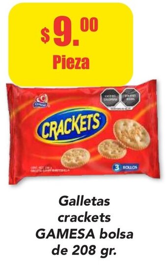 Galletas Crackets Gamesa Bolsa de 208gr