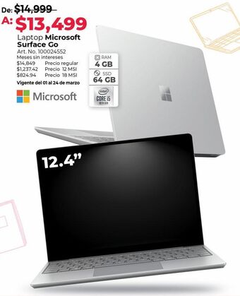 Laptop microsoft surface go / intel core i5