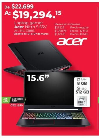 Office Depot Laptop gamer acer nitro 5 oferta