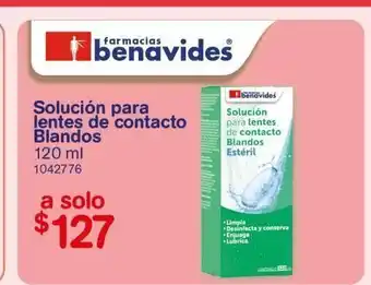 Farmacias Benavides Solución para lentes de contacto blandos 120 ml oferta