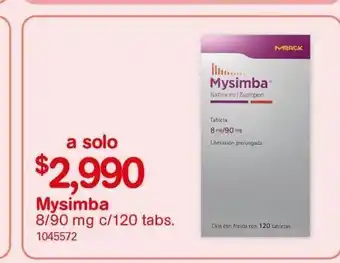 Farmacias Benavides Medicamentos mysimba 8/90 mg 120 tabs oferta