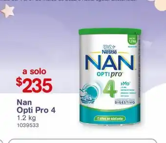 Farmacias Benavides Formula láctea nan pro 4 1.2 kg oferta