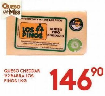 Alsuper Queso cheddar 1/2 barra los pinos 1kg oferta