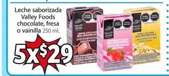 Soriana Mercado Leche saborizada Valley Foods Chocolate, Fresa o vainilla 250ml oferta