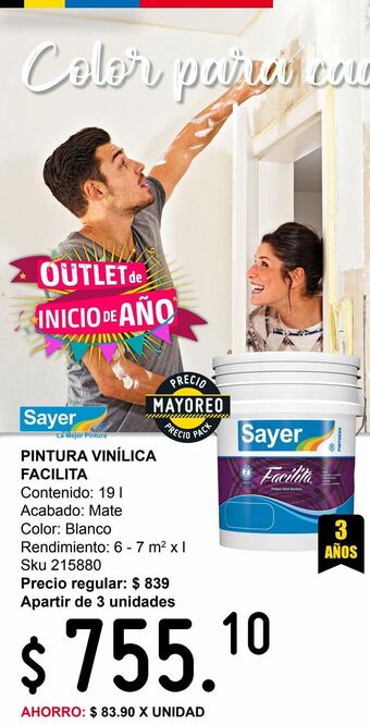 Sodimac Homecenter Pintura vinílica facilita oferta