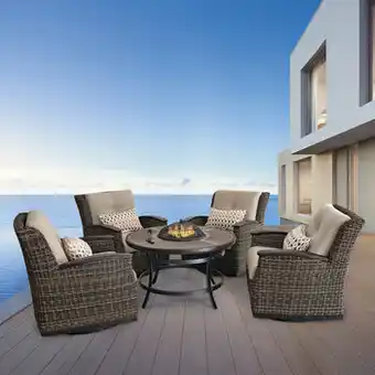 Costco Agio, Vermont Sala para Jardín de 5 Piezas con Chimenea/Fogatero oferta