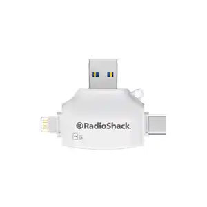 Adaptador 4 en 1 RadioShack RCR03 / SD / Micro SD / Lightning / USB / Blanco