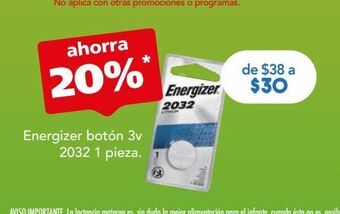 Farmacia San Pablo Energizer boton 3v 2032 bli c/1pz oferta