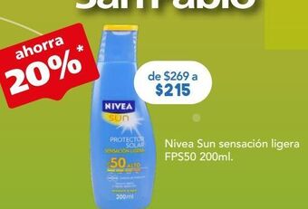 Farmacia San Pablo Nivea sun sens liger fp50 btl c/200ml oferta