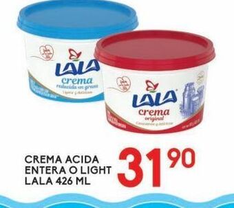 Alsuper Crema acida entera o light lala 426g oferta