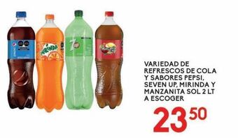 Refrescos de cola y sabores pepsi, 7up, mirinda y manzanita sol 2l