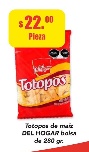 Totopos de maiz DEL HOGAR bolsa de 280gr