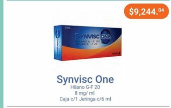 Synvisc one 8 mg/ml 1 jga c/6 ml
