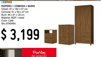 Sodimac Homecenter Combo ropero con cómoda y buro oferta