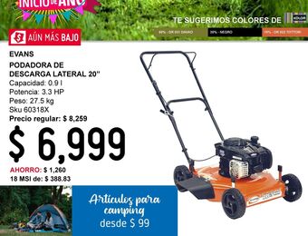 Sodimac Homecenter Podadora de pasto de 20" de corte descaga lateral oferta