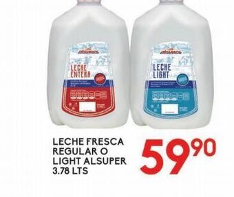 Alsuper Leche fresca alsuper regular o light 3.78 lts oferta