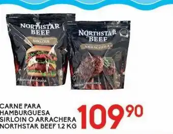 Alsuper Carne para hamburguesa sirloin o arrachera northstar beef 1.20kg oferta