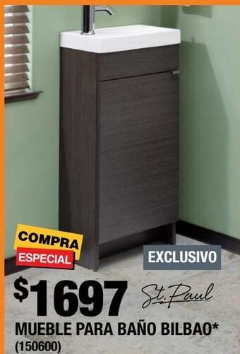 Mueble para baño bilbao café con lavabo 87 x 40 x 22 cm empotrable