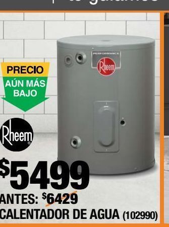 The Home Depot Calentador de agua rheem de depósito oferta
