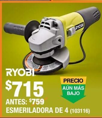 The Home Depot Esmeriladora angular de 4 1/2" de 700 watts ryobi oferta