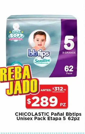 HEB Chicolastic pañales bbtips pack unisex et 5 62 pz oferta