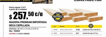 Sodimac Homecenter Madera premium importada seca cepillada oferta