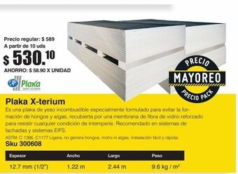 Sodimac Homecenter Panel yeso fv 1/2" xterium oferta