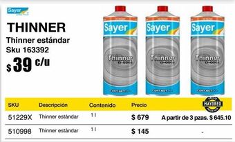 Sodimac Homecenter Thinner estándar oferta