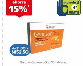 Farmacia San Pablo Genove genosun oral caj c/30tab oferta