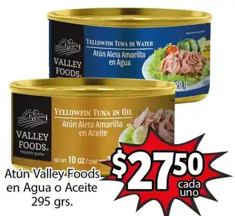 Atún Valley Foods en Agua o Aceite 295g