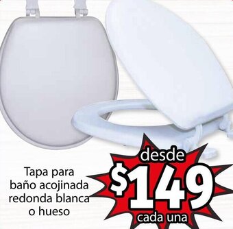 Tapa para Baño Acojinada Redonda Blanca o Hueso
