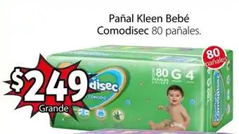 Soriana Híper Pañal Kleen Bebé Comodisec Grande 80 pañales oferta
