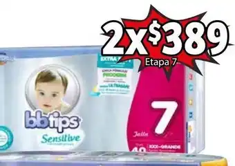 Soriana Híper Pañal Bbtips Etapa 7, 2 x 40 pañales oferta