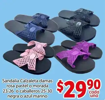 Soriana Híper Sandalia Calzaleta Damas Rosa Pastel o Morada 23-26 o Caballeros 25-30 Negra o Azul Marino oferta