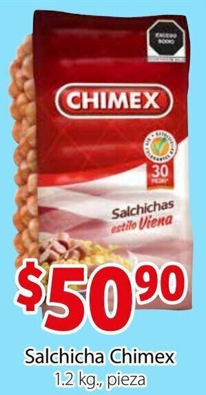 Soriana Híper Salchicha Chimex 1.2kg oferta