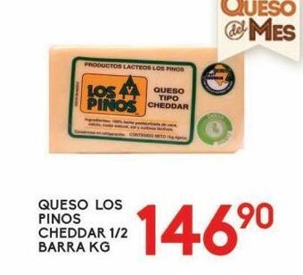 Alsuper Queso cheddar 1/2 barra los pinos 1kg oferta