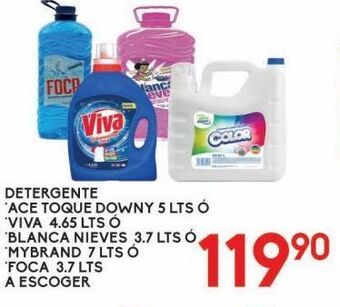 Alsuper Detergente ace toque downy 5l o viva 4,65l o blanca nieves 3,7l oferta