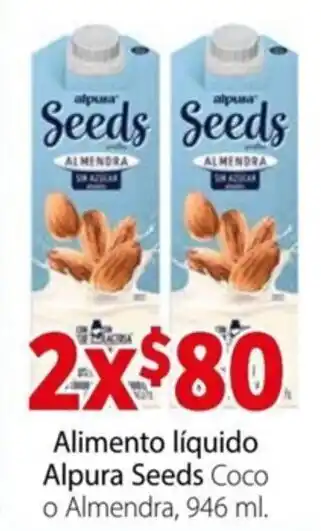 Alimento Líquido Alpura Seeds Coco o Almendra 2 x 946ml