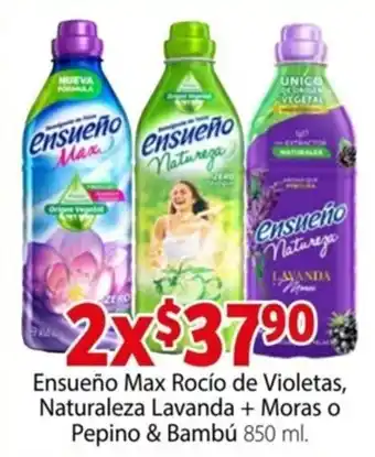 Soriana Express Ensueño Max Rocío de Violetas, Naturaleza LAvanda + Moras o Pepino & Bambú 2 x 850ml oferta