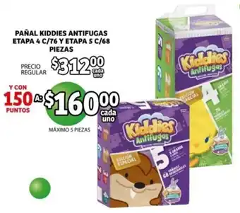 Soriana Express Pañal Kiddies Antifugas Etapa 4 c/76 y Etapa 5 c/68 pzas. oferta