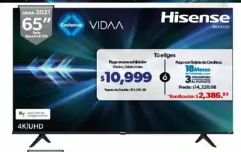 Sam's Club Hisense - Linea 2021 65" Serie oferta